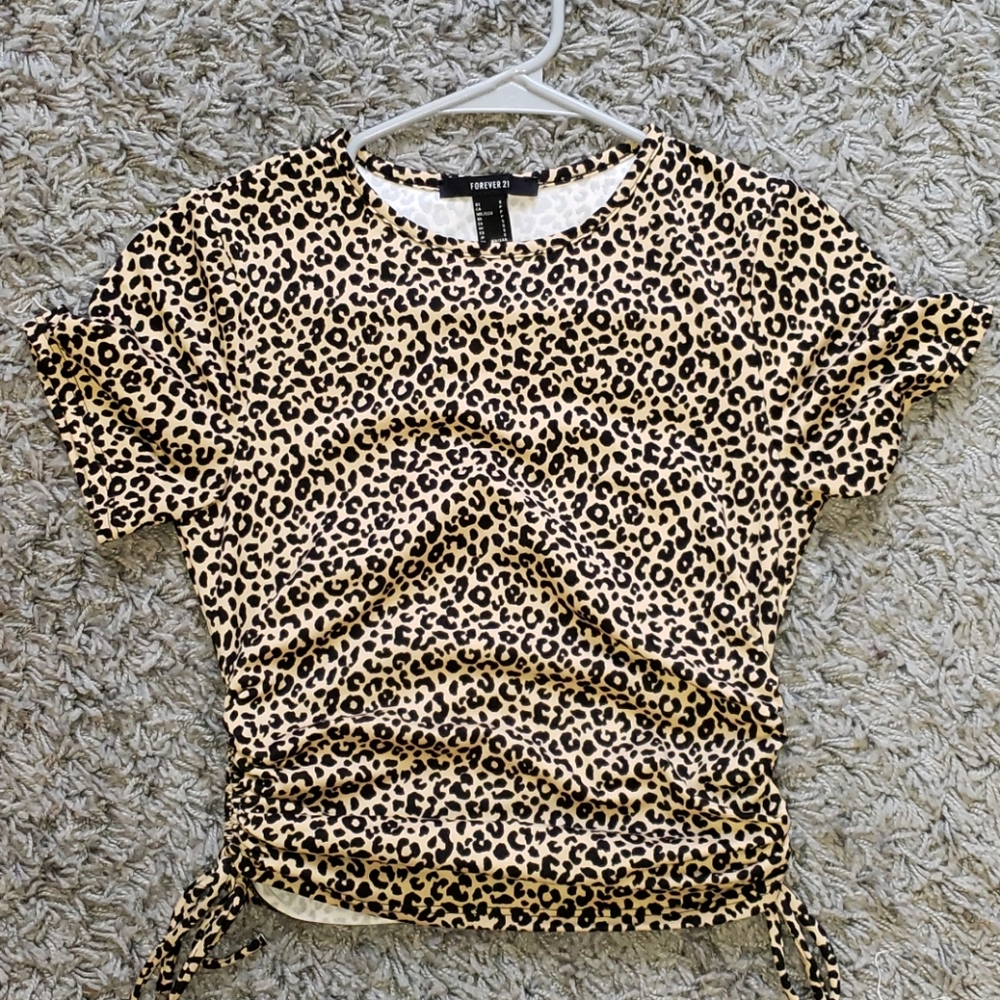 Leopard Side Tie Crop Top